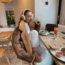 Cargar imagen en el visor de la galería, Brown Maillard Blooming Fur Coat Jacket