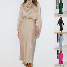 Load image into Gallery viewer, Elegant Temperament Long-sleeved Dress Satin Halterneck Formal Evening Dresses Women Clothing
