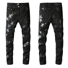 Load image into Gallery viewer, Five-pointed Star Stitching Trendy High Craft Stretch Slim Jeans