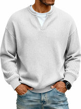 Load image into Gallery viewer, Simple Waffle-Weave V-neck SweatShirt For Men Fall Spring Two-Piece Casual Long-Sleeve T-Shirt For Daily Wear Work Outfit Streetwear