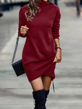Load image into Gallery viewer, Long Sleeve Dress Solid Color High Neck Cross Short Dress Womens Clothing