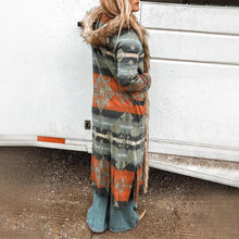 Load image into Gallery viewer, Fur Collar Long Sleeve Floral Print Trench Coat