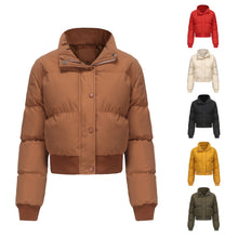 Load image into Gallery viewer, Women's Short Long Sleeve High Collar Warm Coat