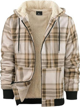 Load image into Gallery viewer, Men's Plaid Print Hooded Zip-Up Jacket Winter Thickened Cotton-padded Coat Warm Clothing