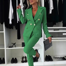 Load image into Gallery viewer, Casual Blazer Suit Slim Lapel Double-breasted Jacket And Zip-up Trousers Women's Clothing