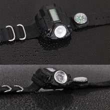 Load image into Gallery viewer, LED watch flashlight flashlight portable light USB charging 4 mode light tactical flashlight time display with compass