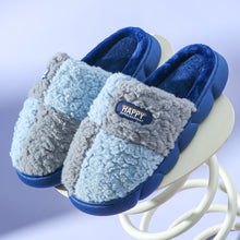 Load image into Gallery viewer, Color-matching Home Slippers Winter EVA Thick-soled Warm Plush Cotton Slippers Women Men Indoor Anti Slip House Shoes