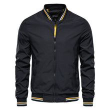 Cargar imagen en el visor de la galería, Men's Striped Zip-up Jacket With Pockets Fashion Casual Outerwear Sports Baseball Clothing Spring And Fall