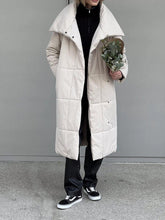 Load image into Gallery viewer, Fashion Large Lapel Long Coat Winter Warm Cotton Jacket With Pockets And Lace-up Design Casual Solid Color Thick Coat For Women Outwear Clothing