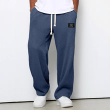 Load image into Gallery viewer, Waffle Straight Pants Fashion Brand Loose Loose Drawstring Pockets Trousers Casual Men's Clothing