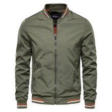 Cargar imagen en el visor de la galería, Men's Striped Zip-up Jacket With Pockets Fashion Casual Outerwear Sports Baseball Clothing Spring And Fall