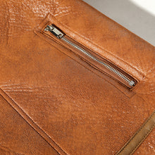 Load image into Gallery viewer, Fur Integrated Fleece-lined Padded Lapel Plus Size Leather Coat