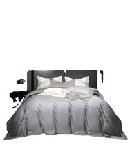 Load image into Gallery viewer, 120 Long-staple Cotton Four-piece Set High-grade Simple Embroidery Light Luxury Quilt Cover Bed Sheet Bedding