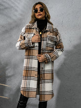 Load image into Gallery viewer, Plaid Collared Neck Long Sleeve Coat