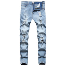 Load image into Gallery viewer, New Men's Ripped Matte White Slim-fit Denim Trousers Fashion