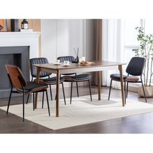 Load image into Gallery viewer, Dining Chairs Set Of 2 Mid Century Modern Retro Faux Leather Chair With Walnut Bentwood Back Upholstered Seat Metal Legs Adjustable Foot For Kitchen Dining Room Chairs