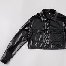 Load image into Gallery viewer, Lapel Single-Breasted Street Short Pu Leather Jacket