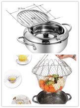 Cargar imagen en el visor de la galería, Stainless Steel Telescopic Folding Basket Frying Basket French Fries Degreasing Kitchen Tool