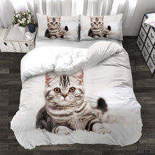 Load image into Gallery viewer, Three-piece Animal Cat and Dog Realistic Quilt Cover