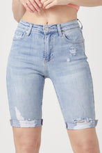 Load image into Gallery viewer, RISEN High Rise Distressed Denim Bermuda Shorts