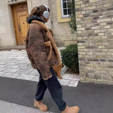 Cargar imagen en el visor de la galería, Brown Maillard Blooming Fur Coat Jacket