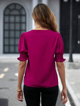 Load image into Gallery viewer, Notched Short Sleeve Blouse