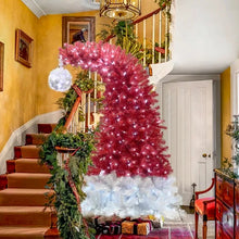 Load image into Gallery viewer, 6FT Hinged Fir Artificial Fir Bent Top Christmas Tree, Xmas Tree Bendable Santa Hat Style Christmas Tree Holiday Decoration,1250 Branch Tips, 300 LED Lights X-mas