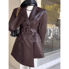 Cargar imagen en el visor de la galería, Hermoso abrigo de cuero retro de moda para mujer