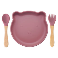 Load image into Gallery viewer, Food Supplement Tableware Set Silicone Spork Baby Products Bear Silicone Tableware