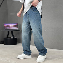 Cargar imagen en el visor de la galería, Fashion Pockets Jeans Men's Wide-leg Straight Trousers Versatile Casual Long Pants Streetwear Clothing