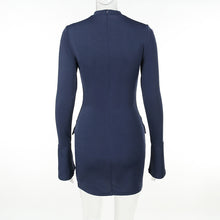 Load image into Gallery viewer, Fashion Long Sleeve Dress With Two Pockets Slim Bodycon Hip Short Dress For Women