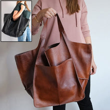 Load image into Gallery viewer, Vintage Large Capacity Handbags PU Soft Leather Big Bag Designer Luxury Women Shoulder Bag Beach On Vacation Woman Tote Bag