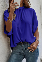 Load image into Gallery viewer, Tie Back Slit Half Sleeve Blouse