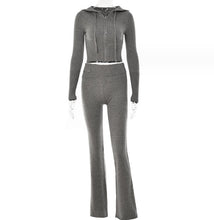 Load image into Gallery viewer, Hoodie Suit Women Leisure Sexy Zip Long Sleeve Sweater And High Waist Long Pants Set