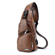 Load image into Gallery viewer, Men Chest Bag PU Shoulder Sling Backpack Pack Travel Sport Cross Body Bags