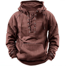 Cargar imagen en el visor de la galería, Ins Lace-up Hoodie Casual Sports Pocket Sweatshirt Men's Long-sleeved Top Clothing