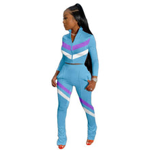 Load image into Gallery viewer, Leisure stitching sports suit two-piece suit