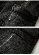 Cargar imagen en el visor de la galería, Suit Crocodile Leather Coat European And American Style Slim-fit Top Metal Buckle Waist-tight Jacket