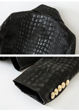Cargar imagen en el visor de la galería, Suit Crocodile Leather Coat European And American Style Slim-fit Top Metal Buckle Waist-tight Jacket