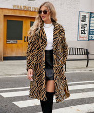 Load image into Gallery viewer, European And American Fashion Leisure Suit Collar Artificial Leather Fur Coat Zebra Pattern Plush Long Coat Autumn And Winter