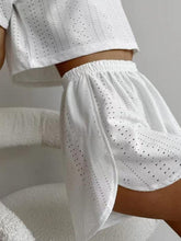 Load image into Gallery viewer, Eyelet Round Neck Top and Shorts Set