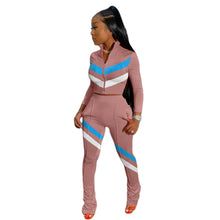 Load image into Gallery viewer, Leisure stitching sports suit two-piece suit