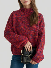 Load image into Gallery viewer, Heathered Turtleneck Dropped Shoulder Sweater