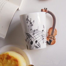 Load image into Gallery viewer, Creative Music Violin Style Guitar Ceramic Mug Coffee Tea Milk Stave Cups With Handle Coffee Mug Novelty Gifts
