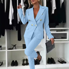 Load image into Gallery viewer, Casual Blazer Suit Slim Lapel Double-breasted Jacket And Zip-up Trousers Women's Clothing
