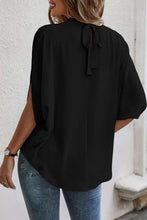 Load image into Gallery viewer, Tie Back Slit Half Sleeve Blouse