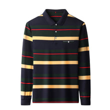 Cargar imagen en el visor de la galería, Camiseta de cuello polo a rayas para hombre de mediana edad