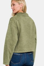 Load image into Gallery viewer, Zenana Acid Wash Fleece Half Snap Sweatshirt with Pocket