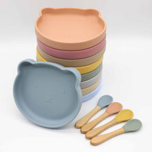 Load image into Gallery viewer, Food Supplement Tableware Set Silicone Spork Baby Products Bear Silicone Tableware