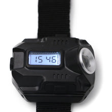 Load image into Gallery viewer, LED watch flashlight flashlight portable light USB charging 4 mode light tactical flashlight time display with compass